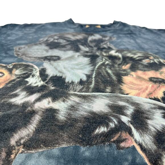 VTG The Mountain Large Tie Dye Rottweiler Graphic Cotton T Shirt Leather Tag - Picture 5 of 9